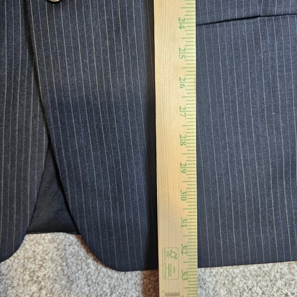 Lauren Ralph Lauren Mens 44L Pinstripe Wool Blazer Navy Blue Made in Canada 44L
